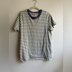 Madewell Striped Crewneck T-Shirt with Contrast Collar - Gray & White